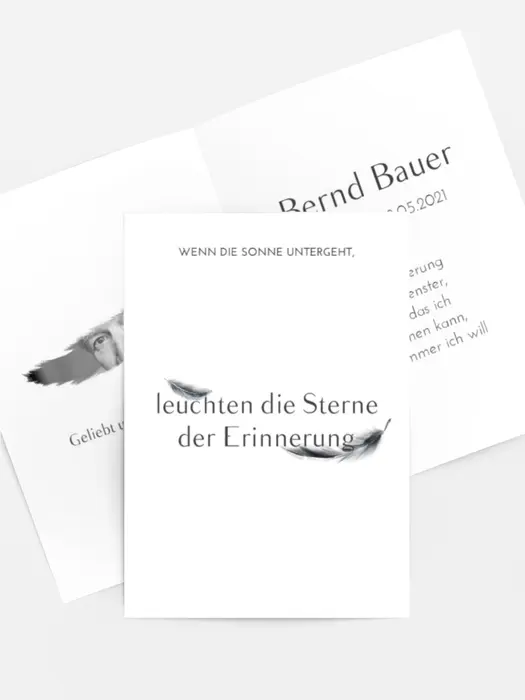 Sterbebildkarte Fallende Federn
