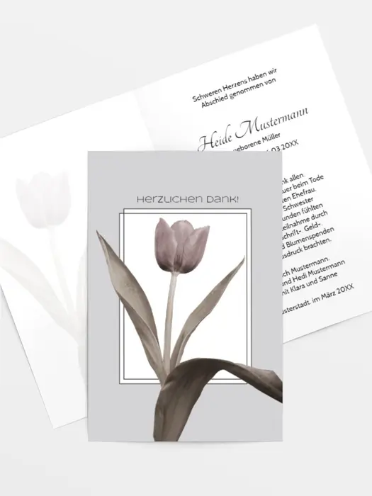 Trauerdanksagung Tulpe hoch Trauerdanksagung Tulpe hoch
