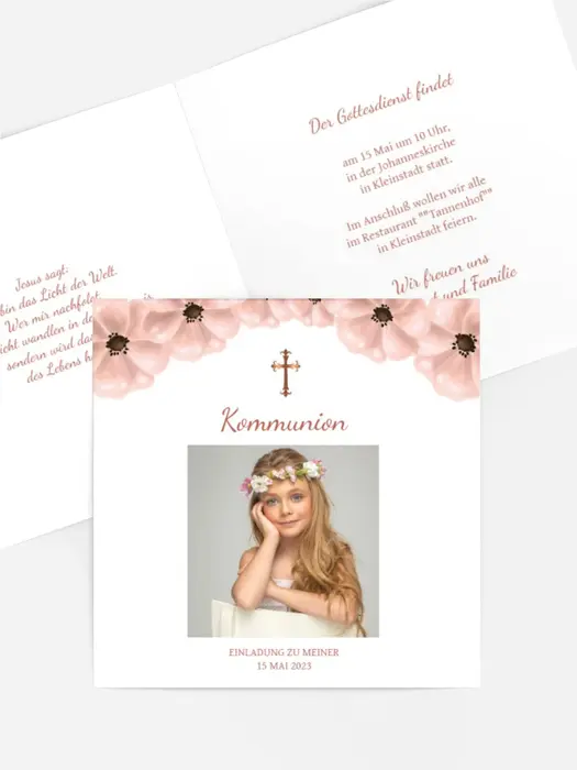 Einladungskarte Kommunion Blumige Konfirmation Einladungskarte Kommunion Blumige Konfirmation