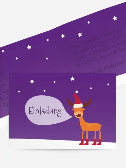 Weihnachtseinladung Rentier Weihnachtseinladung Rentier