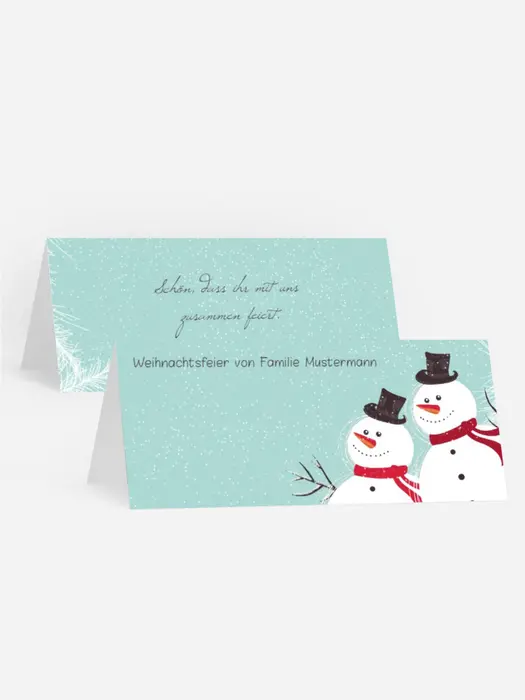 Weihnachtstischkarte Schneemänner Weihnachtstischkarte Schneemänner