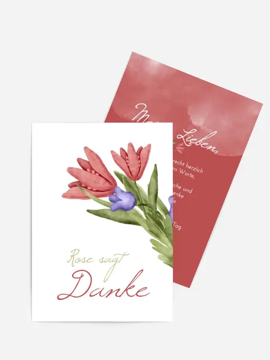 Dankeskarte Taufe Kranz aus Blumen Dankeskarte Taufe Kranz aus Blumen