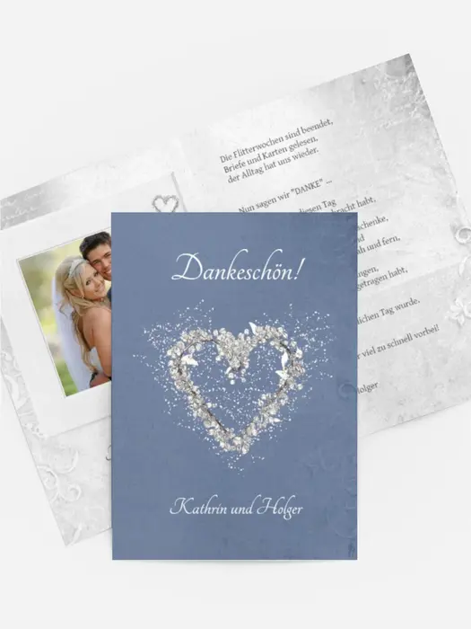 Dankeskarte Hochzeit "Glamour Heart" Dankeskarte Hochzeit "Glamour Heart"