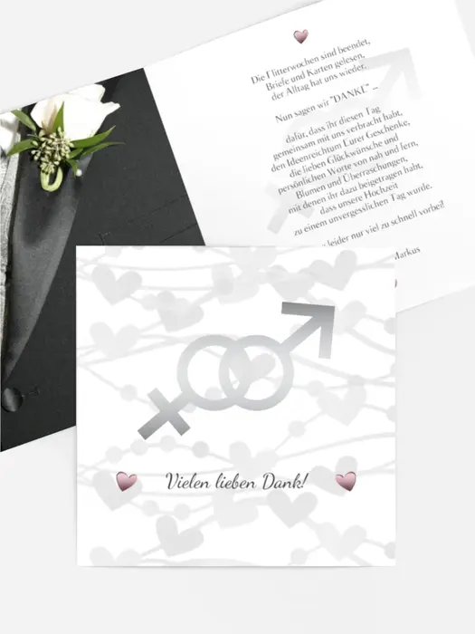Dankeskarte Hochzeit "Im Zeichen der Liebe" Dankeskarte Hochzeit "Im Zeichen der Liebe"