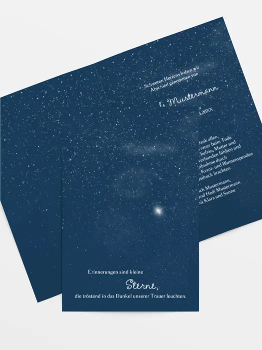 Trauerdanksagung Starry Sky hoch Trauerdanksagung Starry Sky hoch
