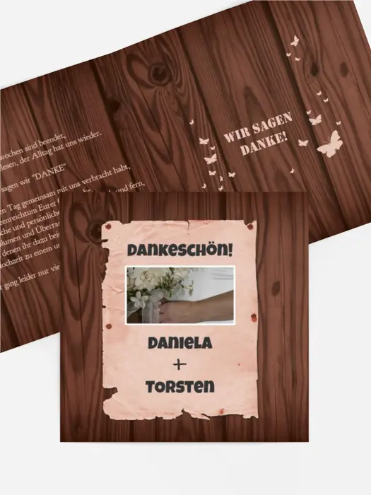 Dankeskarte Hochzeit "Steckbrief" Dankeskarte Hochzeit "Steckbrief"