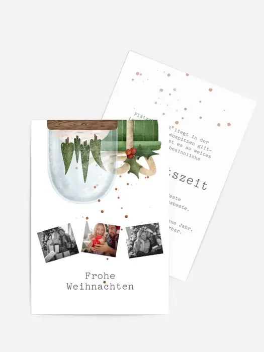 Grußkarte Weihnachten Bäume unter Schnee