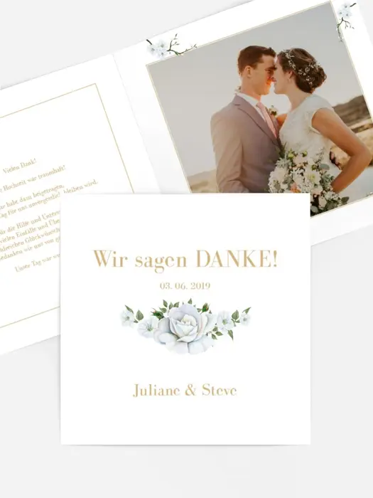 Dankeskarte Hochzeit "Weiße Rose" Dankeskarte Hochzeit "Weiße Rose"