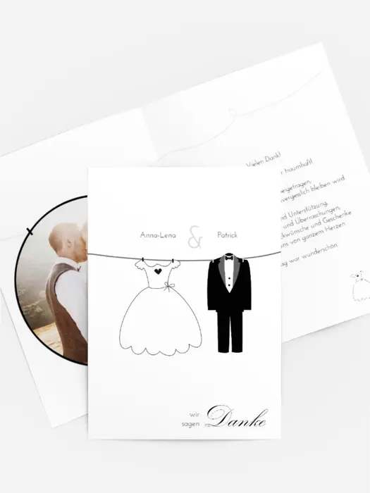 Dankeskarte Hochzeit "Dress and Suit" Dankeskarte Hochzeit "Dress and Suit"