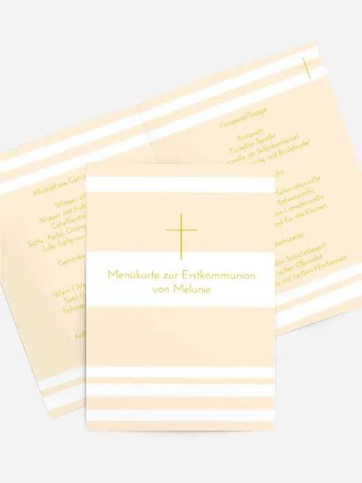 Kommunion Menuekarte Kreuz