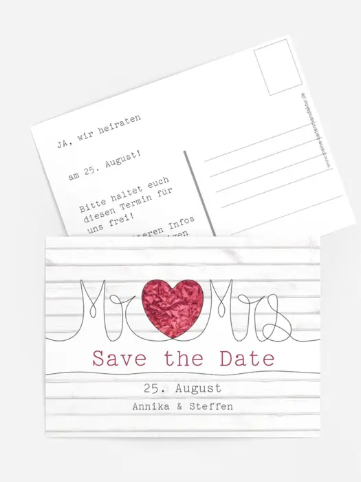 Save the Date Karte zur Hochzeit Mr&Mrs Save the Date Karte zur Hochzeit Mr&Mrs