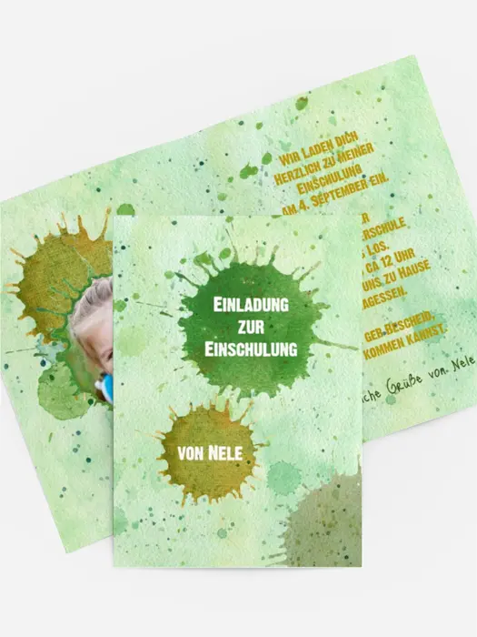 Einladung zur Einschulung Farbkleckse Einladung zur Einschulung Farbkleckse