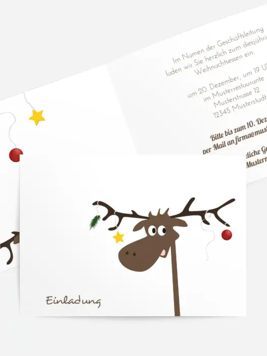 Weihnachts Einladungskarte geschäftlich Elch Weihnachts Einladungskarte geschäftlich Elch