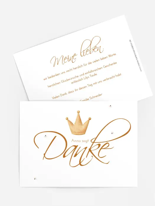 Dankeskarte Taufe Für eine kleine Prinzessin Dankeskarte Taufe Für eine kleine Prinzessin