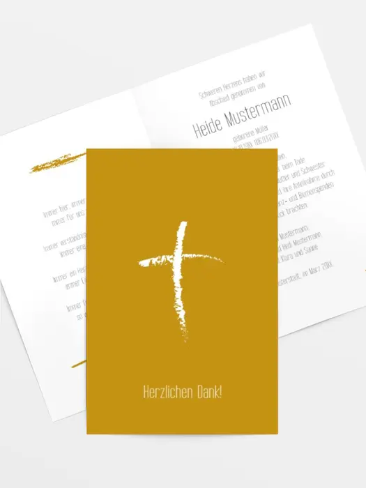 Trauerdanksagung Kreidekreuz hoch Trauerdanksagung Kreidekreuz hoch