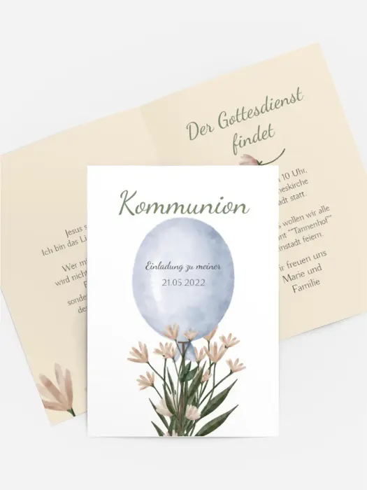 Einladungskarte Kommunion Blumen meiner Seele Einladungskarte Kommunion Blumen meiner Seele