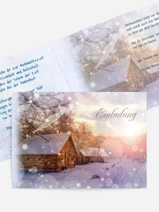 Weihnachtseinladung Privat Schneehütte Weihnachtseinladung Privat Schneehütte