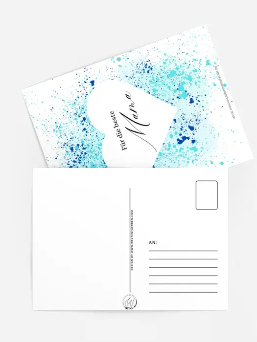 Muttertag blaue Farbspritzer