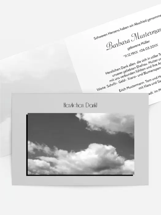 Trauerdanksagung Wolkenhimmel 2 quer Trauerdanksagung Wolkenhimmel 2 quer