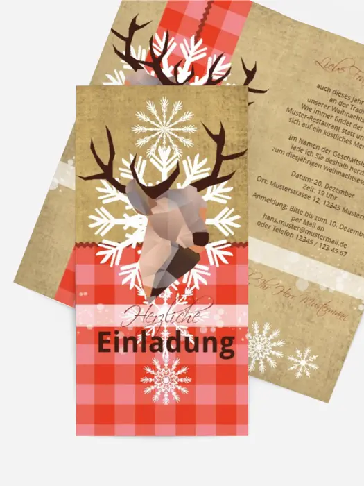 Weihnachtseinladung Hirschkopf Weihnachtseinladung Hirschkopf