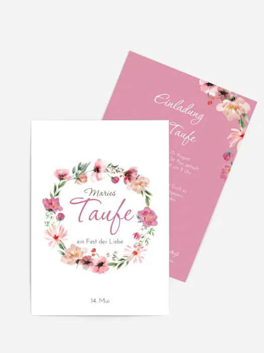 Einladungskarte Taufe Blumenkaskade Einladungskarte Taufe Blumenkaskade