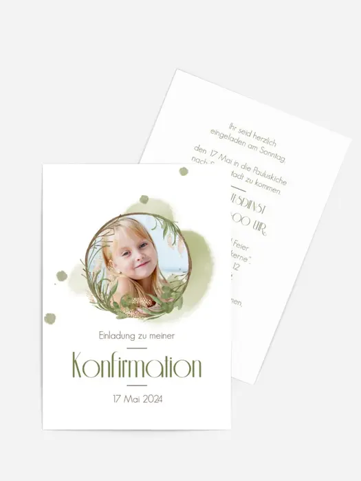 Einladungskarte Konfirmation Sommerpflanze