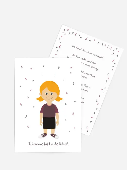 Karte zur Einschulung Mädchen lila Karte zur Einschulung Mädchen lila