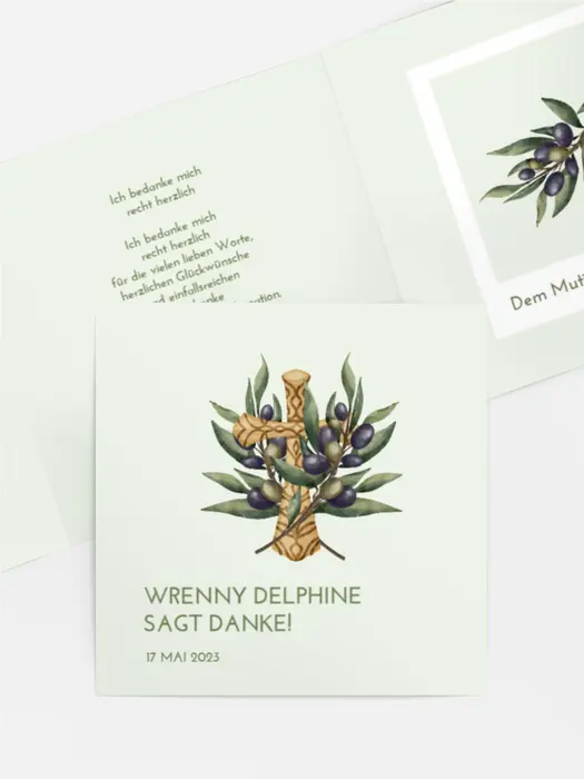 Dankeskarte Konfirmation Olivenzweige Dankeskarte Konfirmation Olivenzweige