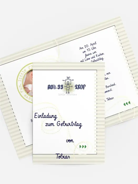 Einladungskarte Geburtstag kleiner Roboter Foto Einladungskarte Geburtstag kleiner Roboter Foto