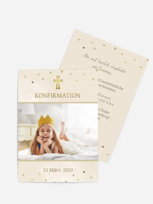 Einladungskarte Konfirmation Goldene Elemente Einladungskarte Konfirmation Goldene Elemente