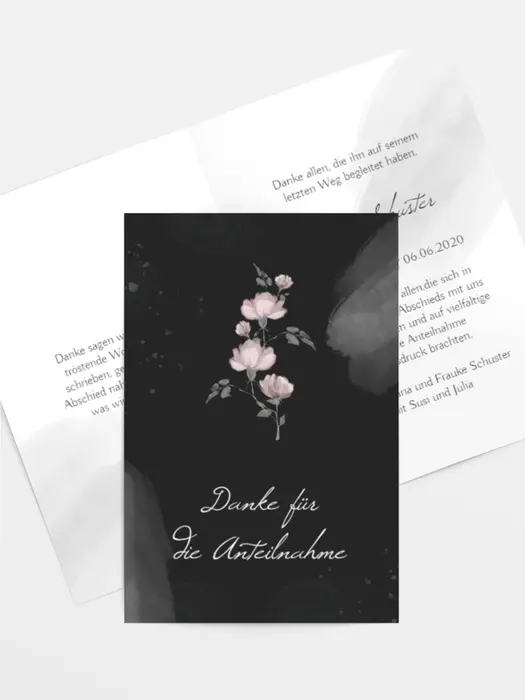 Trauerdanksagung Tiefes Trauerschwarz im Zeichen der Liebe Trauerdanksagung Tiefes Trauerschwarz im Zeichen der Liebe