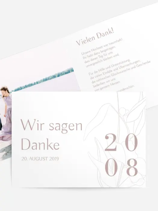Dankeskarte Hochzeit "Zarte Blume" Dankeskarte Hochzeit "Zarte Blume"