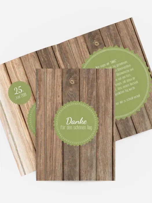 Dankeskarte Hochzeit "Vintage Holz 2" Dankeskarte Hochzeit "Vintage Holz 2"