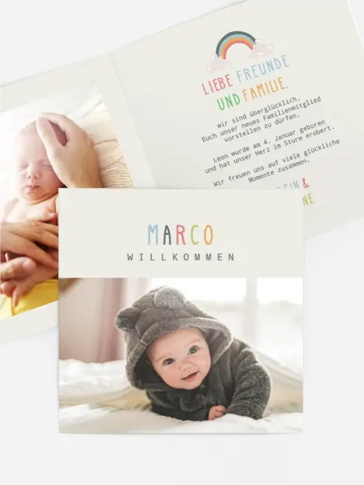 Babykarte Junge Regenbogen Babykarte Junge Regenbogen
