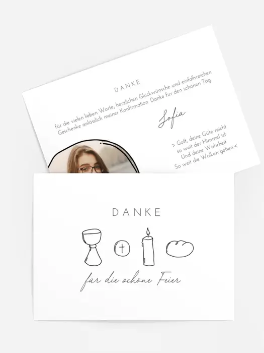 Dankeskarte zur Konfirmation einfache Linien Dankeskarte zur Konfirmation einfache Linien