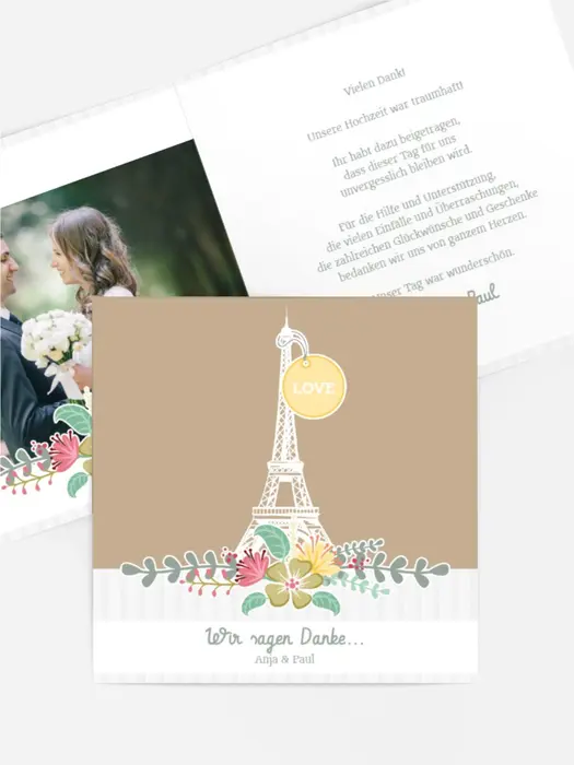 Dankeskarte Hochzeit "Paris" Dankeskarte Hochzeit "Paris"