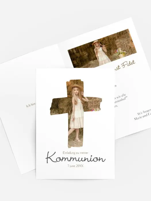 Einladungskarte Kommunion Transparentes Kreuz Einladungskarte Kommunion Transparentes Kreuz