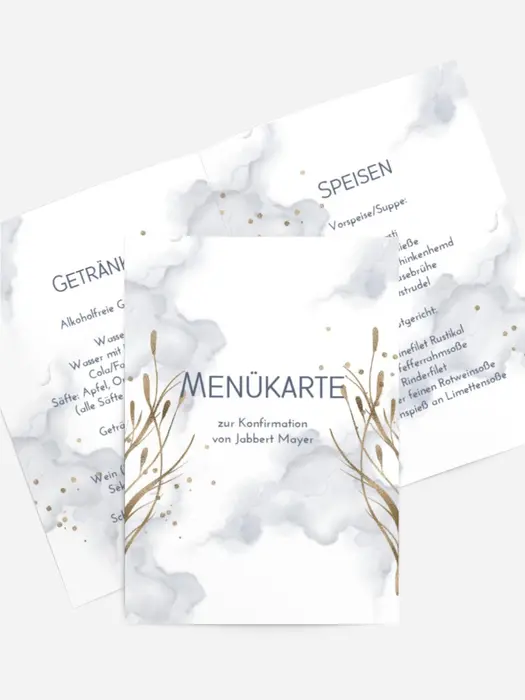 Menükarte Konfirmation  Magische Stiele