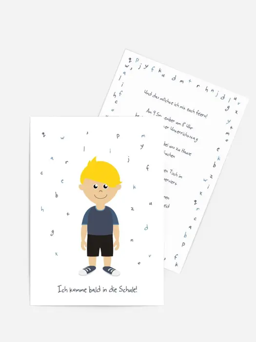 Karte zur Einschulung Junge blau Karte zur Einschulung Junge blau