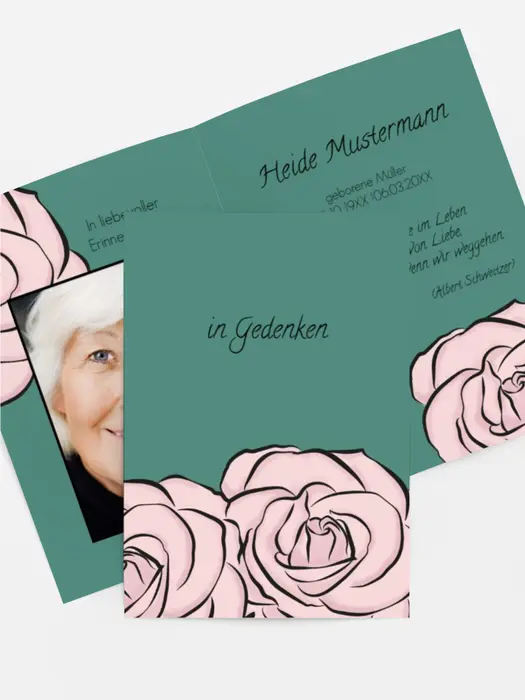 Sterbebildkarte Rosen Sterbebildkarte Rosen