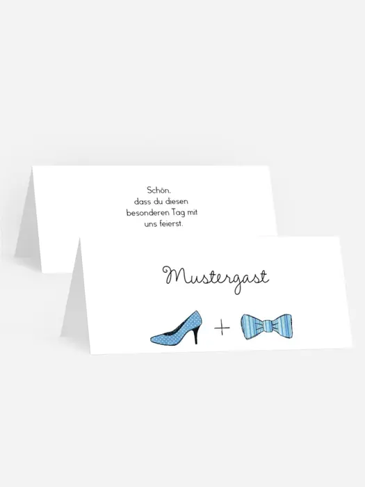 Tischkarte zur Hochzeit High Heel und Fliege Tischkarte zur Hochzeit High Heel und Fliege