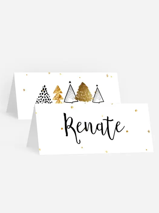Tischkarte Weihnachten Goldene Weihnachtsbäume Tischkarte Weihnachten Goldene Weihnachtsbäume