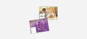 Monat Kalender mit Hochzeitspaar auf einer Wiese bei einem alten Baum