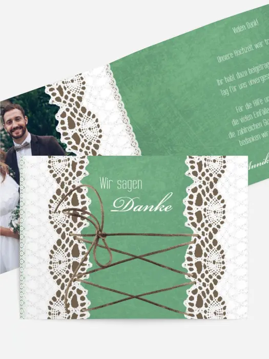Dankeskarte Hochzeit "Vintage Schleife" Dankeskarte Hochzeit "Vintage Schleife"