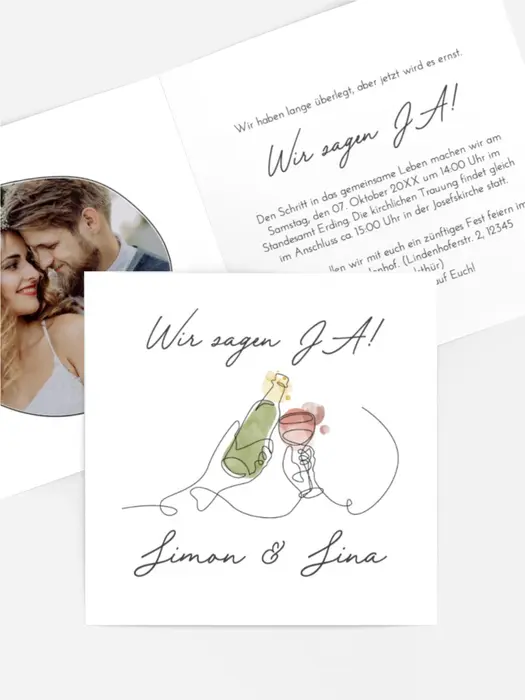 Hochzeitseinladung Prost Hände Hochzeitseinladung Prost Hände