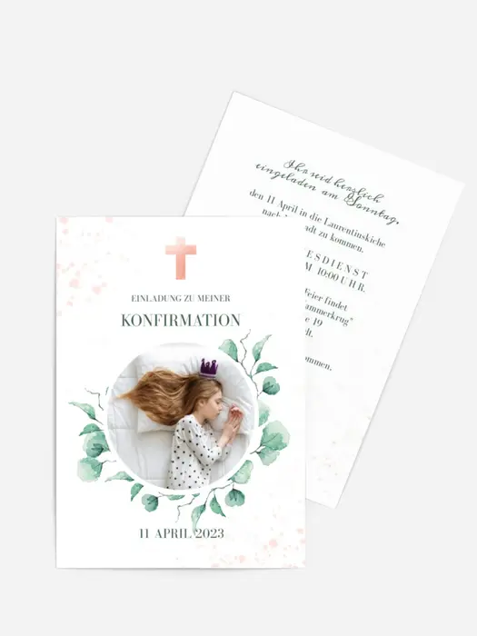 Einladungskarte Konfirmation Blütenkranz Einladungskarte Konfirmation Blütenkranz