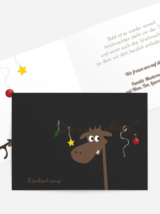 Weihnachts Einladungskarte privat Elch Weihnachts Einladungskarte privat Elch