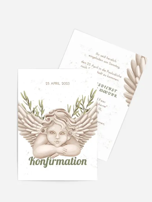 Einladungskarte Konfirmation  Engel's Flügel